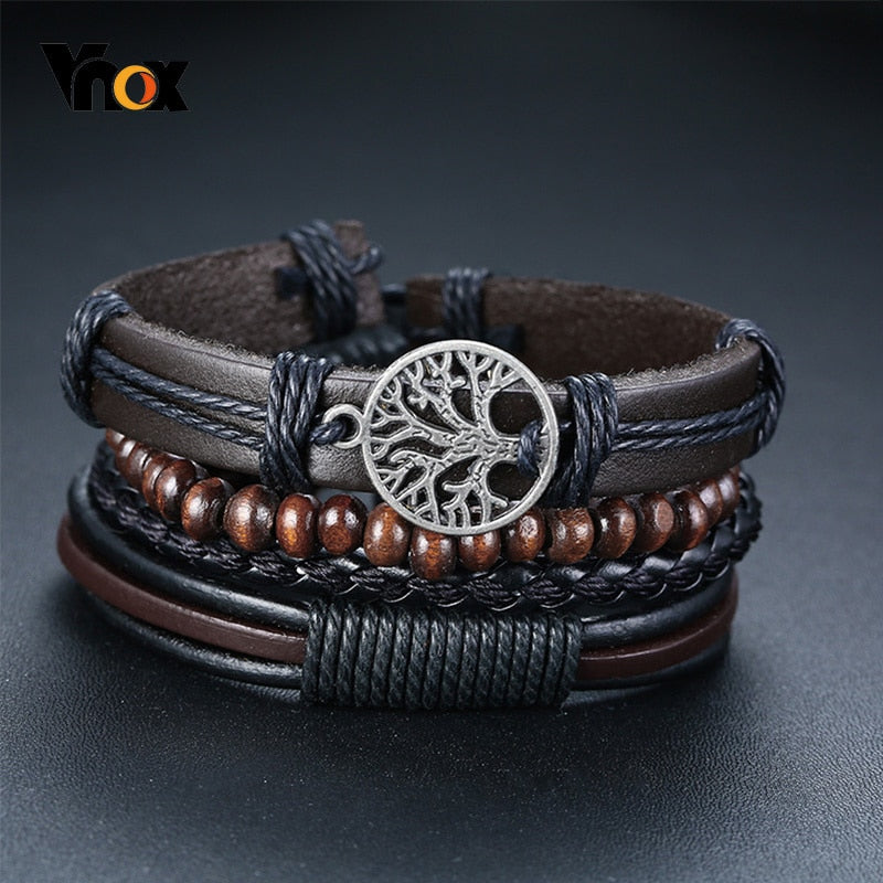 Braided Wrap Leather Bracelets for Men